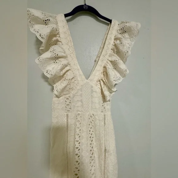 Free People Mikayla Jumpsuit In ivory Size Small One Piece Embroidered - Picture 7 of 7